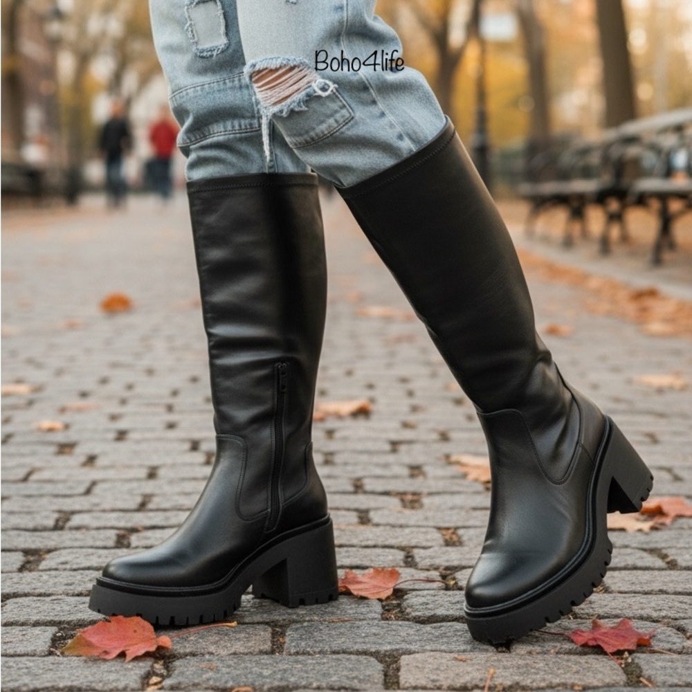 $199 Aqua College Women's Waterproof Ria Tall Riding Boots Black NIB 9.5